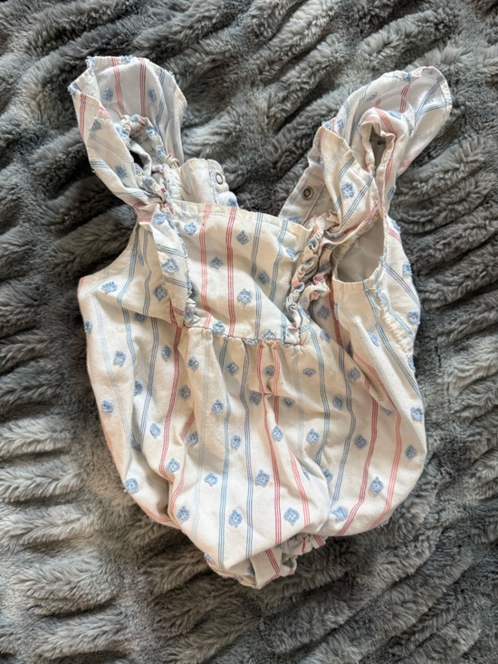 Cat & Jack Other - Cat & Jack Cream Romper with Blue and Pink Stripes